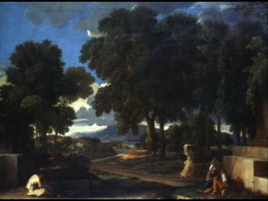 Nicolas Poussin, un homme se lavant les pieds à la fontaine