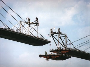 Construction du pont de Normandie
