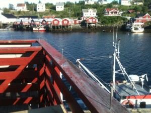 Sørvågen, la terrasse de l'hôtel